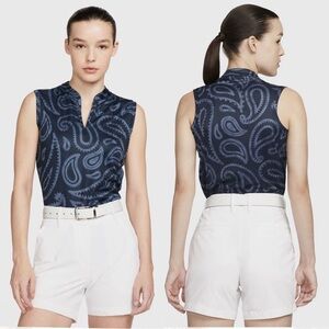 Nike Women's Dri-FIT Victory Jacquard Sleeveless Golf Polo NWT Blue